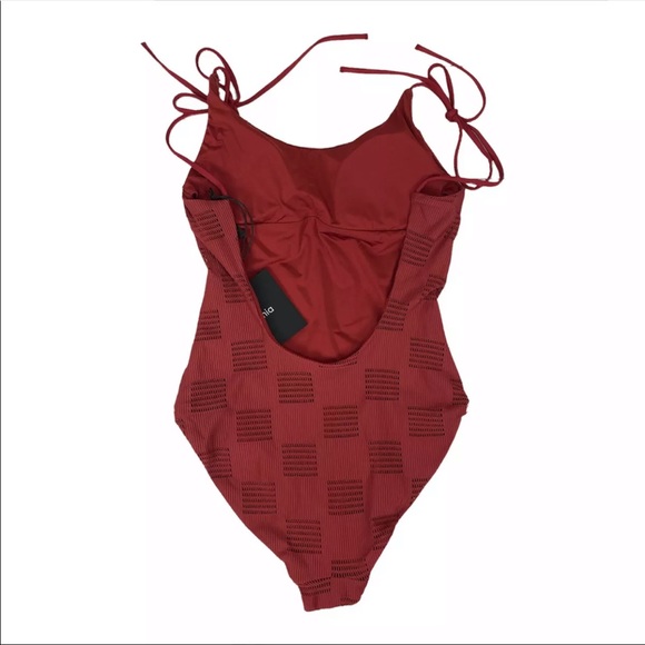 Onia Ginny One Piece Swimsuit Textured Red Ruby Block Mesh XS - Picture 2 of 10
